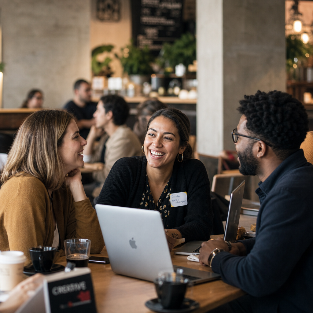 People networking at a community meetup