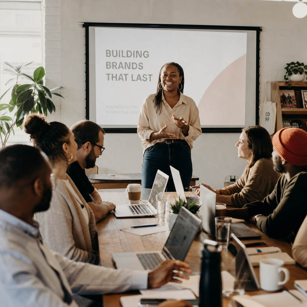 Founders and small business owners collaborating at a hands-on AI workshop