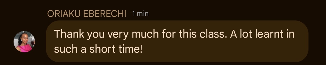 Oriaku Eberechi testimonial